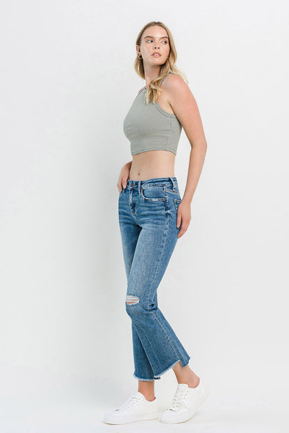 Vervet by Flying Monkey Full Size Mid Rise Distressed Cropped Flare Jeans - In Style Chics Boutique LLC