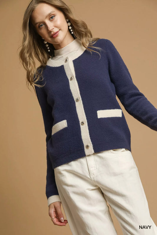 Shop the professional look Two-Tone Button Front Cardigan 💙 at In Style Chics Boutique 