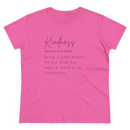 Women's Midweight Cotton "Kindness" Graphic Tee with Black Print - In Style Chics Boutique LLC