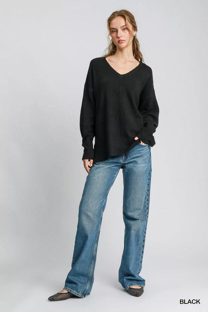 Wool Blended Pullover Black Sweater at In Style Chics Boutique 