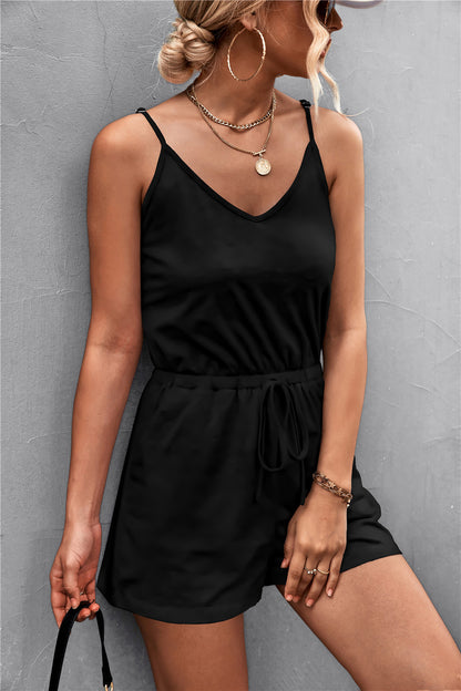 Spaghetti Strap V-Neck Pocket Romper - Black or Gray - In Style Chics Boutique LLC