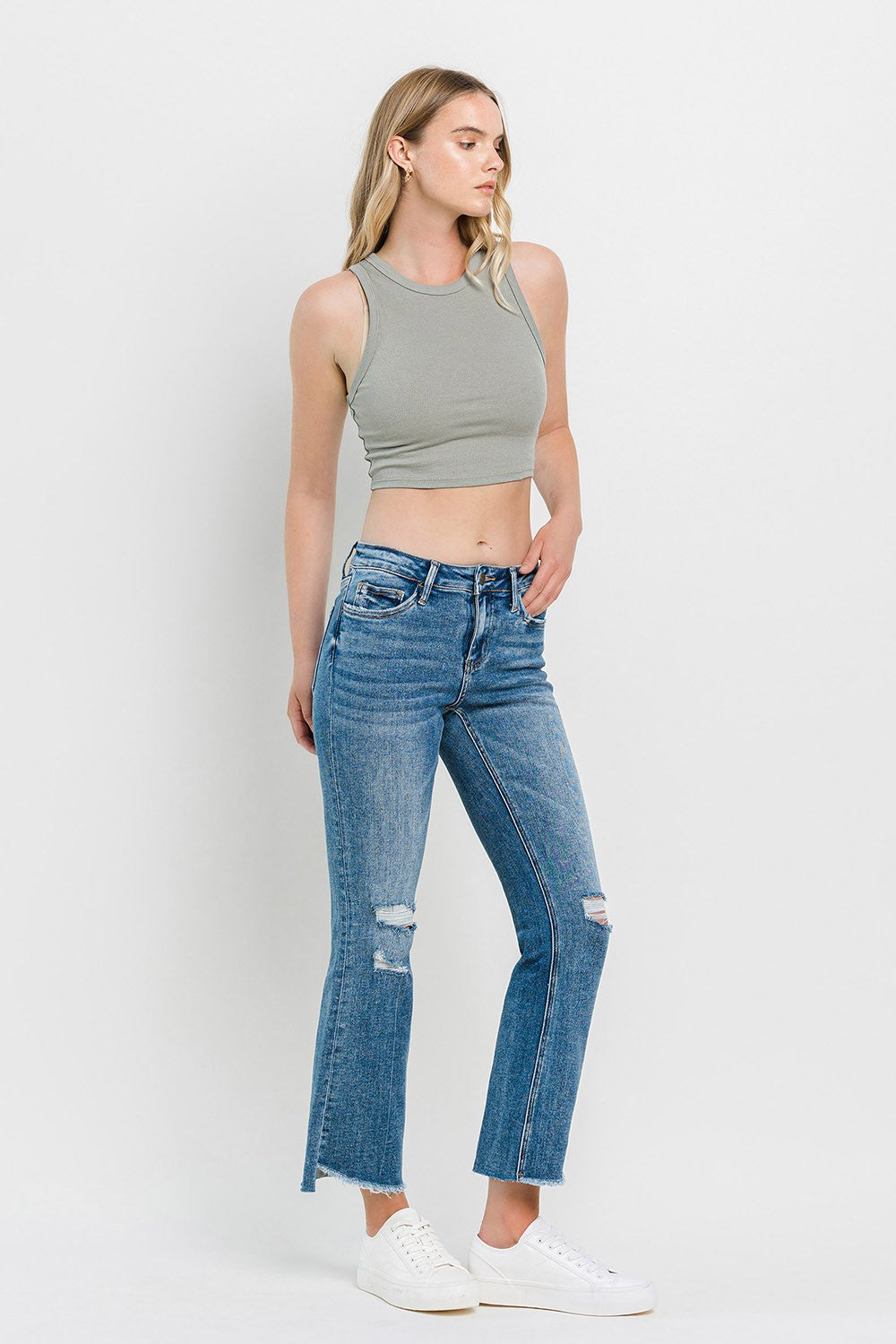 Vervet by Flying Monkey Full Size Mid Rise Distressed Cropped Flare Jeans - In Style Chics Boutique LLC