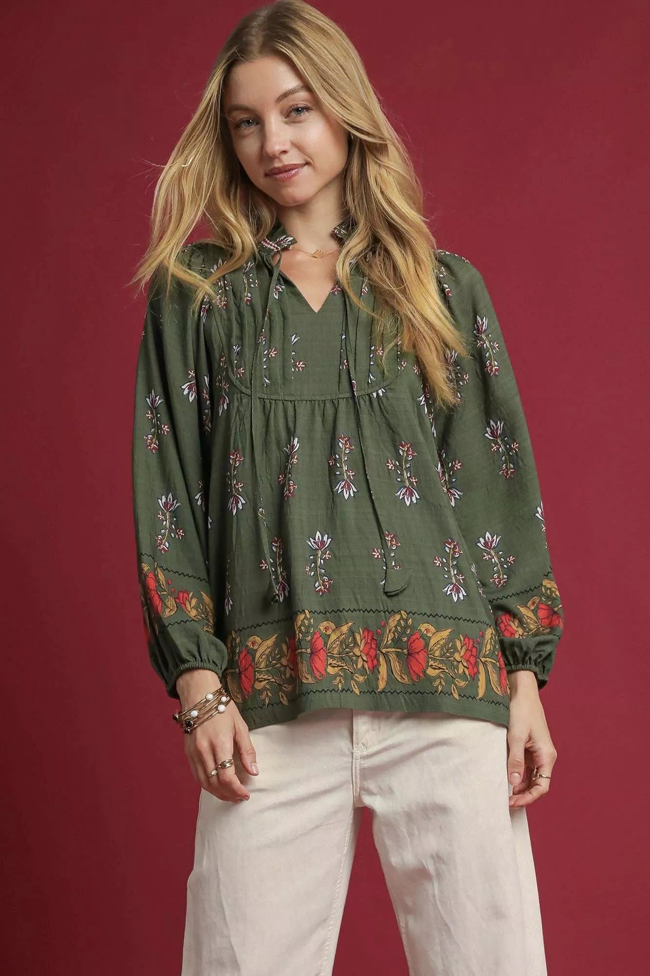 Floral Boho Peasant Blouse at In Style Chics Boutique 