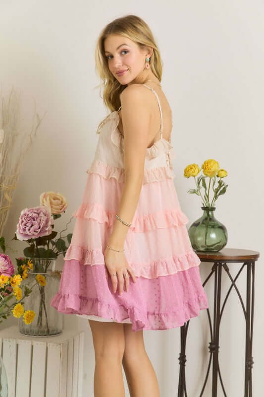 ADORA Swiss Dot Ruffled Tiered Mini Dress - In Style Chics Boutique LLC