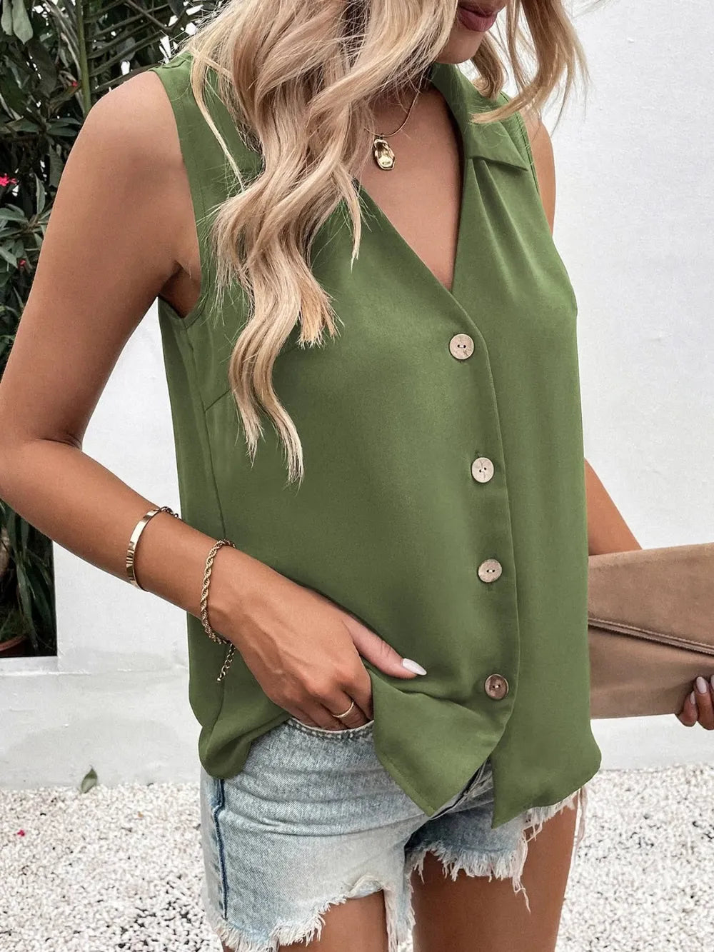 Tank Top, Johnny Collar Button Down - In Style Chics Boutique 