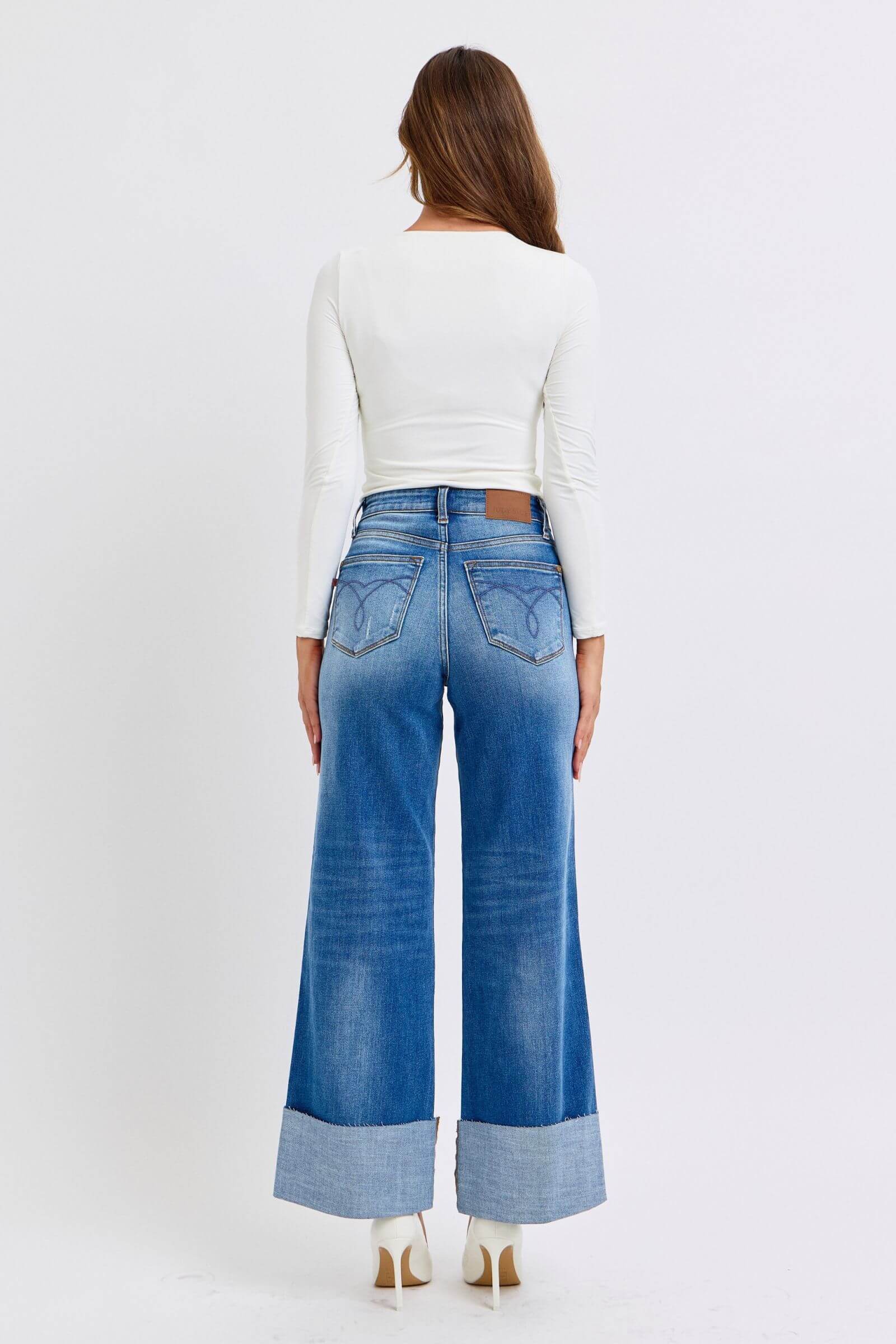 Judy Blue Full Size Distressed High Waist Wide Leg Jeans - In Style Chics Boutique LLC