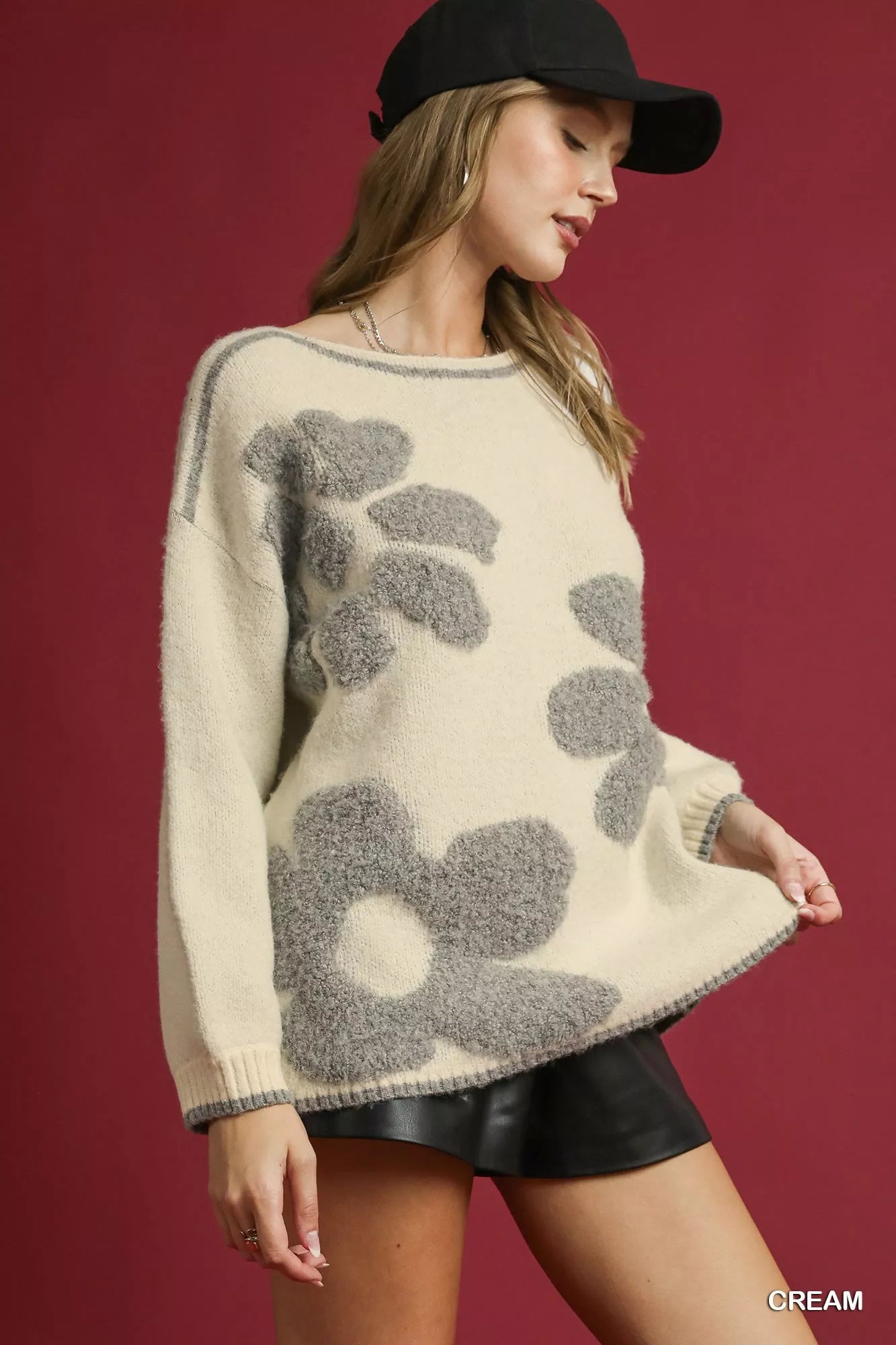 Floral Jacquard Knit Sweater at In Style Chics Boutique 