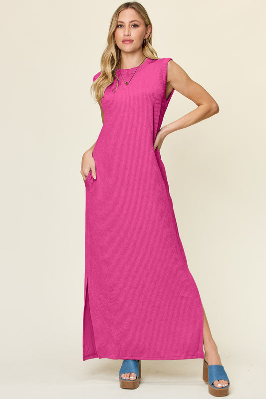 Double Take Full Size Texture Mock Neck Sleeveless Maxi Dress - In Style Chics Boutique LLC