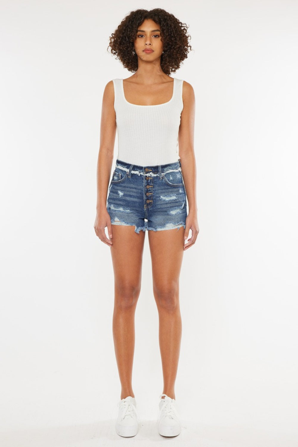 Kancan Distressed Button Fly Denim Shorts - In Style Chics Boutique LLC