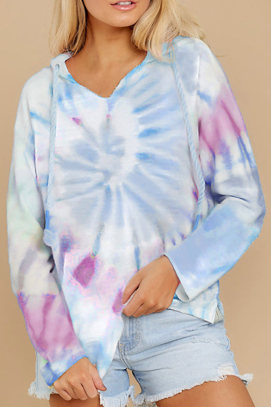 Drawstring Tie-Dye Long Sleeve Hoodie - In Style Chics Boutique LLC