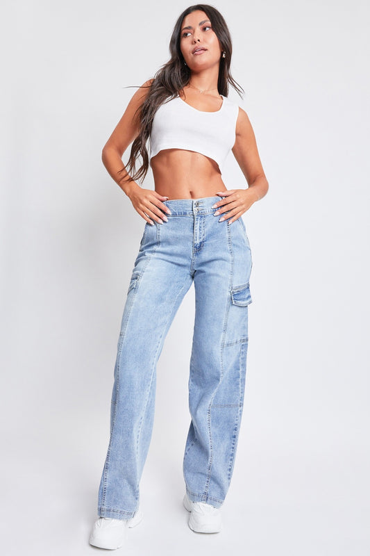 YMI Jeanswear High-Rise Straight Cargo Jeans - In Style Chics Boutique LLC