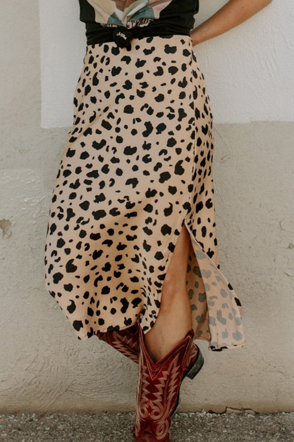 Slit Printed Midi Skirt - In Style Chics Boutique LLC