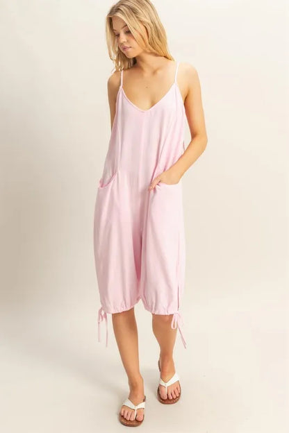 V-Neck Pocket Detail Side Tie Hem Romper - Cute Clothes for Summer - In Style Chics Boutique Women's Juniors Apparel Online 