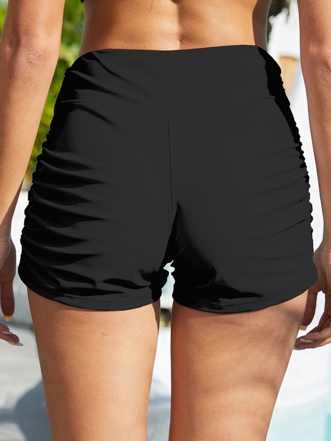 Ruched Mid-Rise Waist Swim Shorts - In Style Chics Boutique LLC