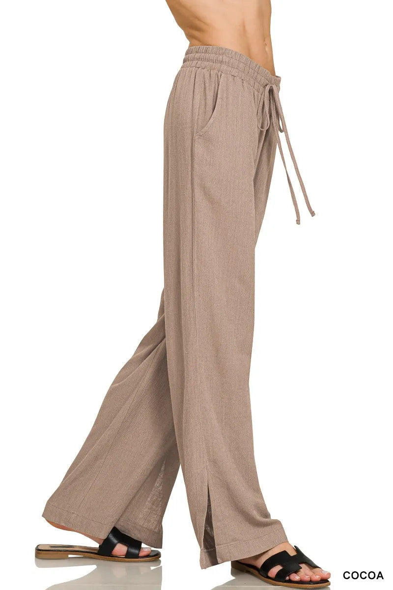 Linen Drawstring Wide Leg Pants - In Style Chics Boutique 