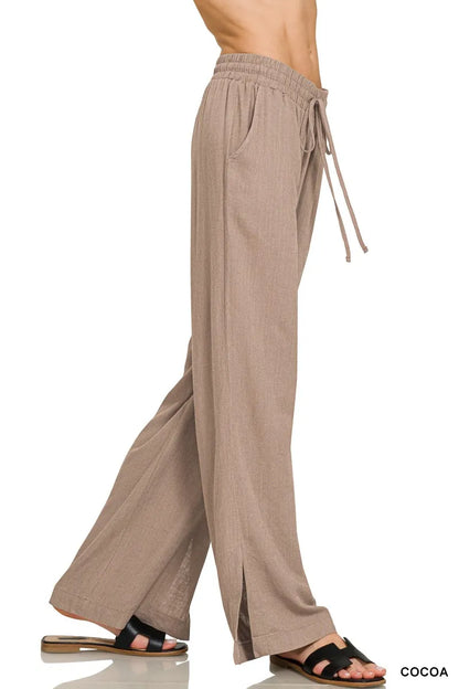 Linen Drawstring Wide Leg Pants - In Style Chics Boutique 