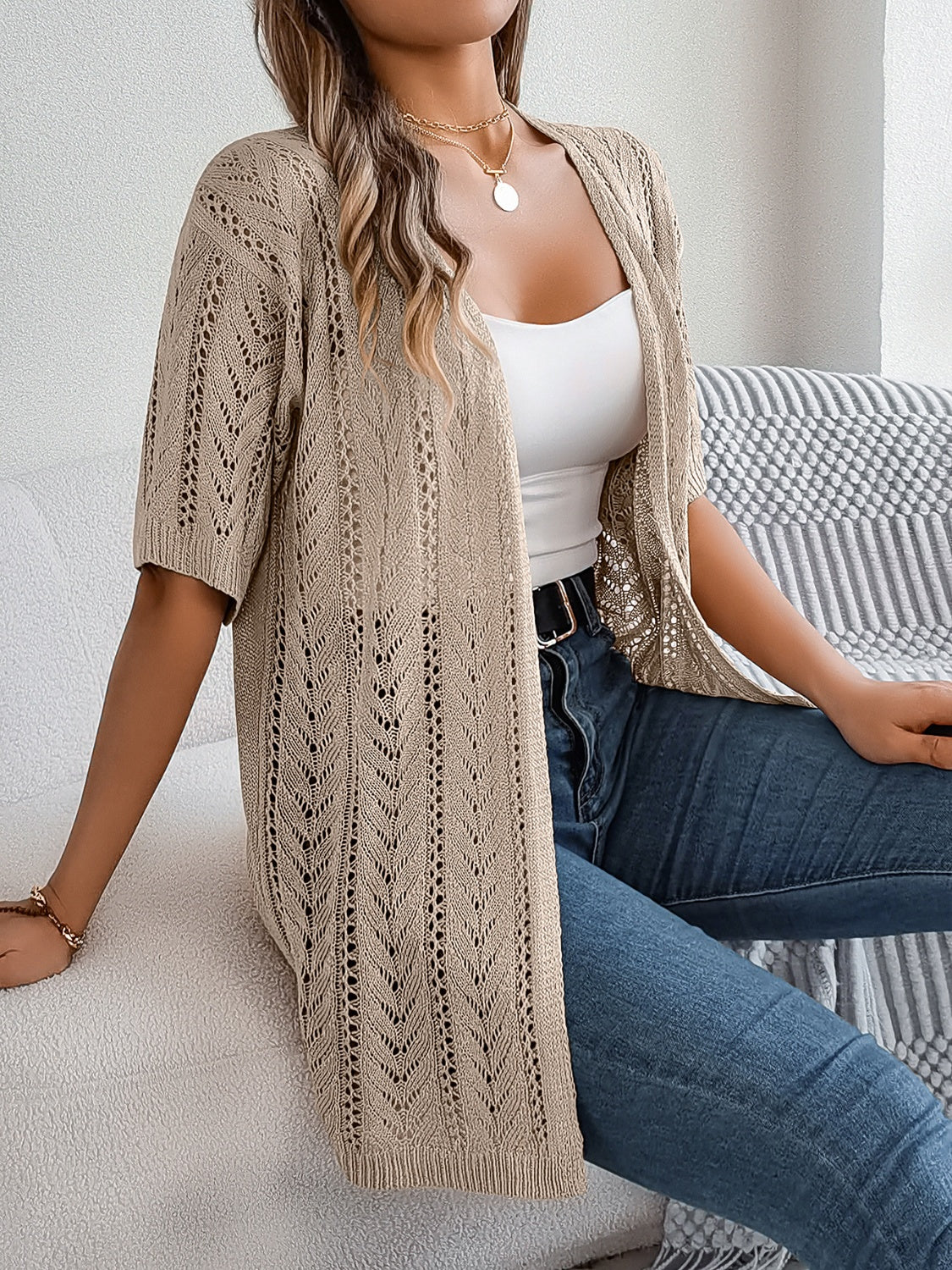 Openwork Open Front Half Sleeve Cardigan - More Colors! - In Style Chics Boutique LLC