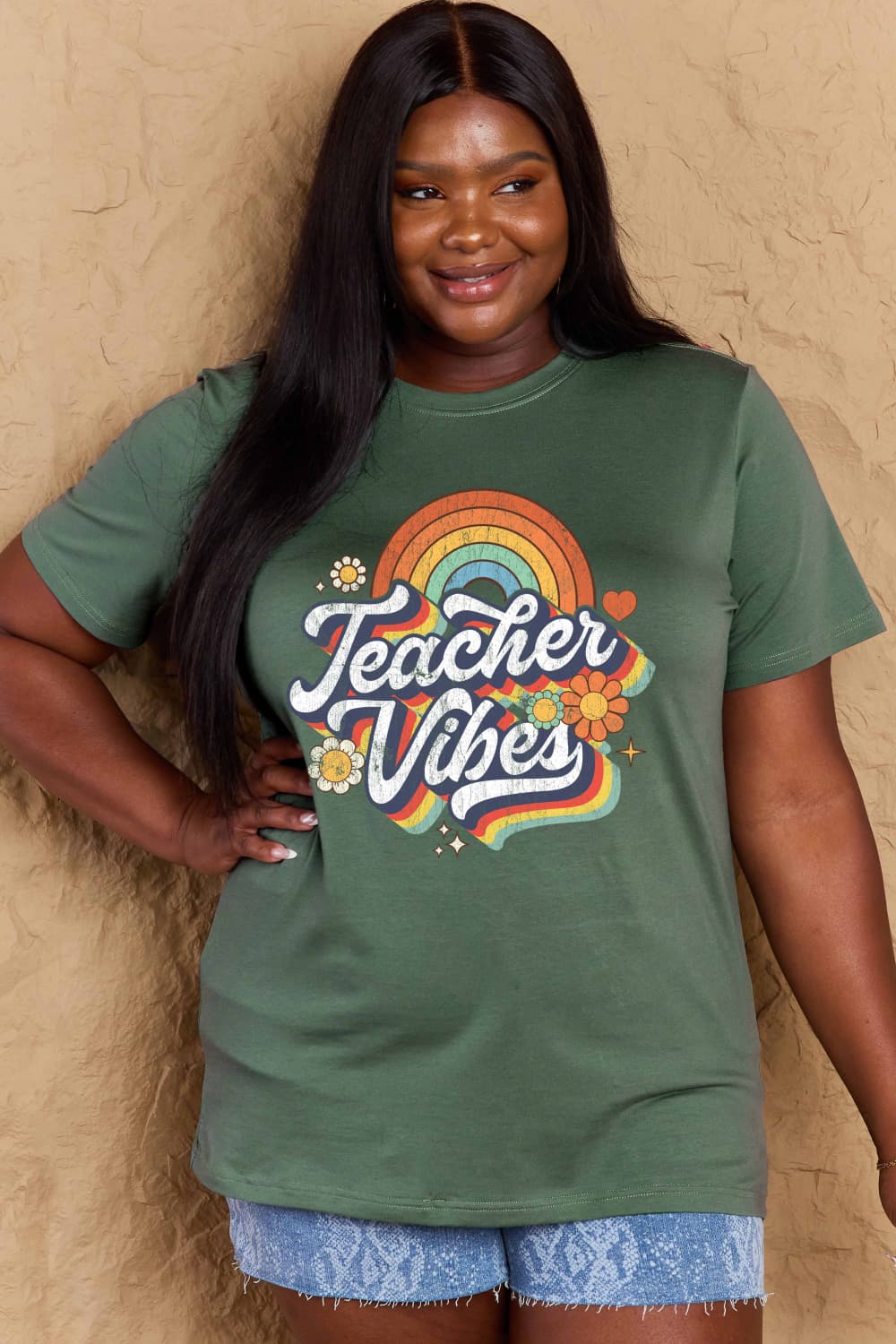 Simply Love Full Size TEACHER VIBES Graphic Cotton T-Shirt - In Style Chics Boutique LLC