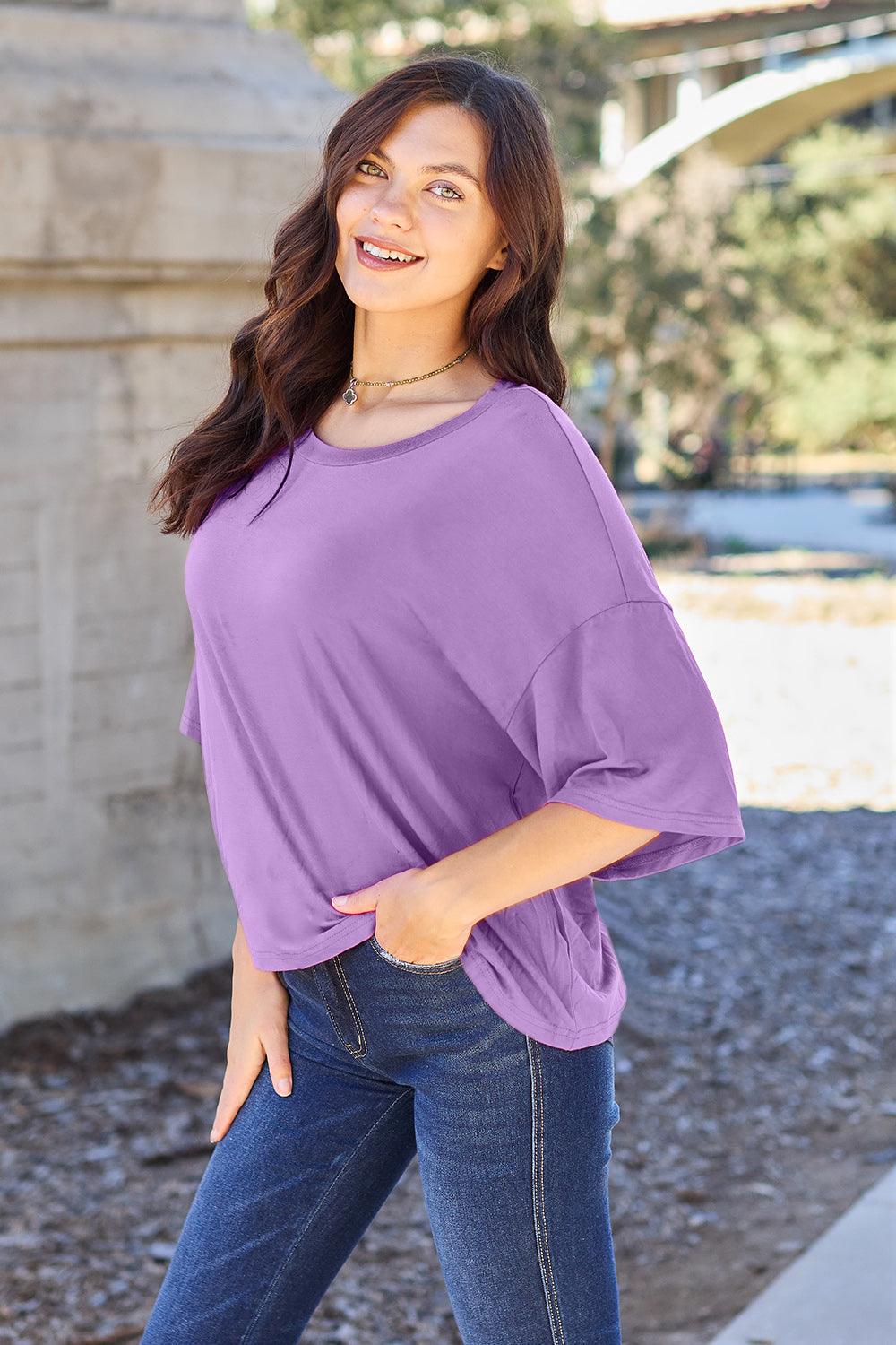 Basic Bae Bamboo Full Size Round Neck Drop Shoulder T-Shirt - More Colors! - In Style Chics Boutique LLC