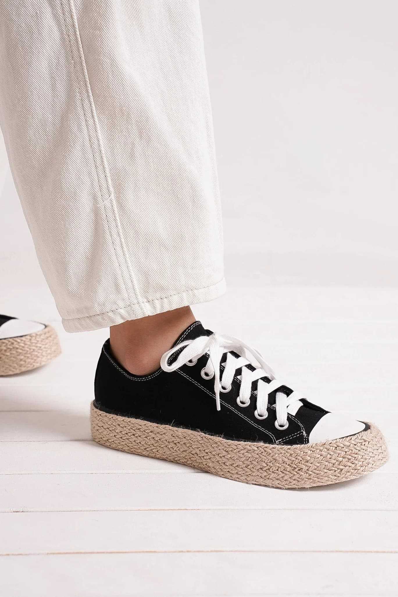 Beast Fashion Lace Up Woven Espadrille Sole Sneakers - In Style Chics Boutique LLC