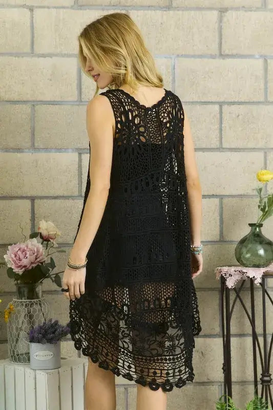 Crochet Lace Sleeveless Vest Cardigan - Cute for Summer - In Style Chics Boutique Women's Juniors Apparel Online 