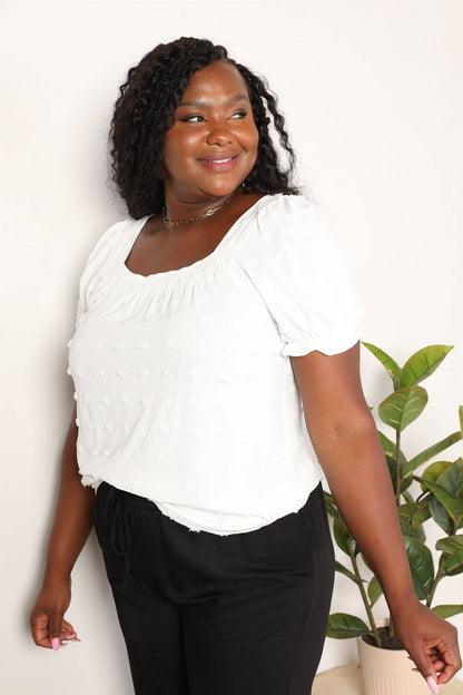 Swiss Dot Puff Sleeve Square Neck white Blouse - In Style Chics Boutique Online Fashion for Women 