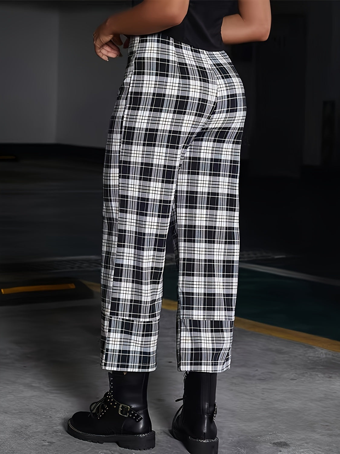 Full Size Plaid High Waist Pants for Women - In Style Chics Boutique LLC