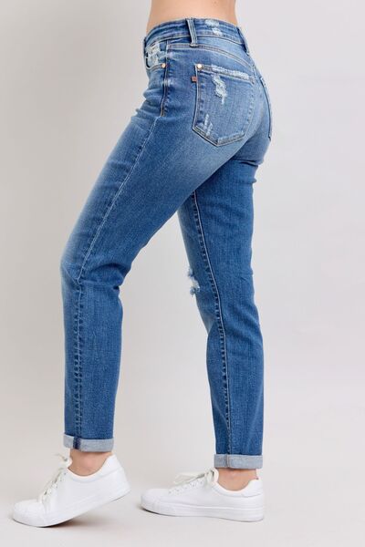 Women's Button Fly Distressed Jeans with Pockets - In Style Chics Boutique Women's Juniors Plus Size Online Clothing 