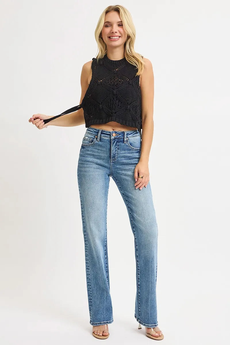 RISEN Tummy Control High Rise Straight Jeans Shop plus size jeans at In Style Chics Boutique 