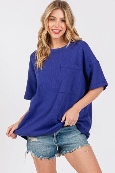 Textured Drop Shoulder T-Shirt - In Style Chics Boutique 