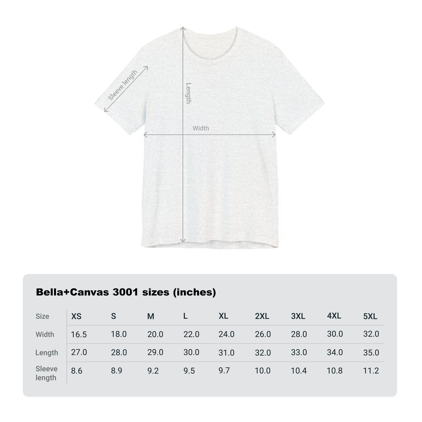 T-shirt Size Chart 