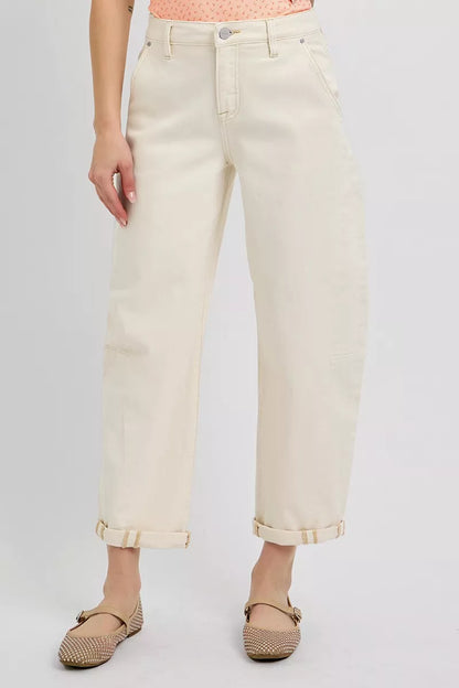 RISEN High Rise Relaxed Barrel Cuffed Jeans at In Style Chics Boutique 