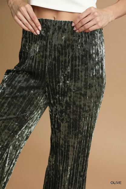 Velvet Pleated Wide Leg Pants at In Style Chics Boutique 