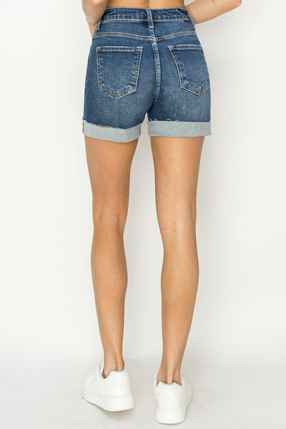 RISEN High Rise Cuffed Denim Shorts - In Style Chics Boutique LLC