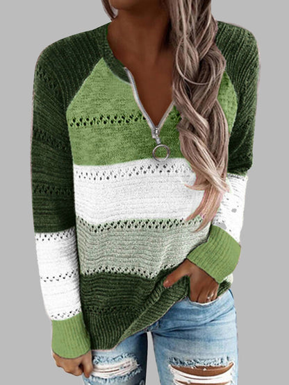 Full Size Color Block Half Zip Sweater - More Colors! - In Style Chics Boutique LLC