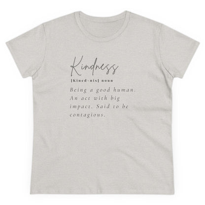 Women's Midweight Cotton "Kindness" Graphic Tee with Black Print - In Style Chics Boutique LLC