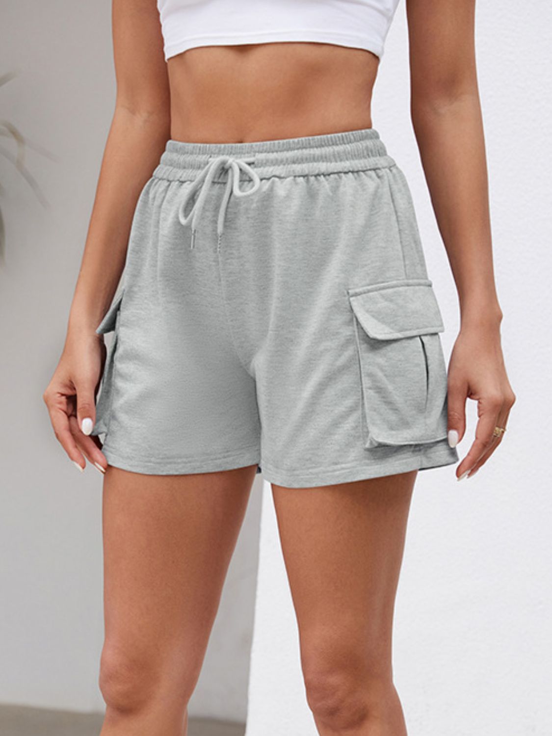 Drawstring Elastic Waist Shorts with Pockets - In Style Chics Boutique LLC