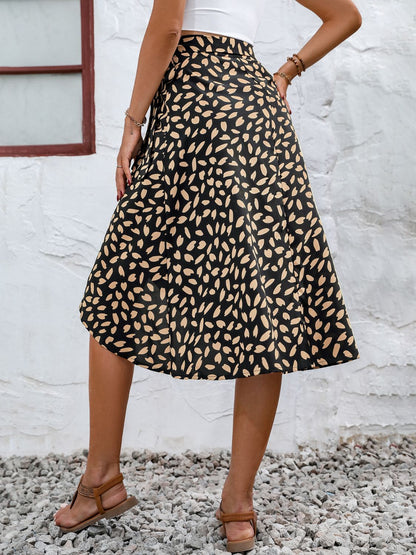 Tied Slit Printed Skirt