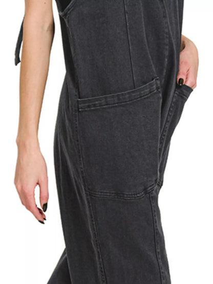 Casual Adjustable Strap Baggy Jumpsuit with Pocket at In Style Chics Boutique 
