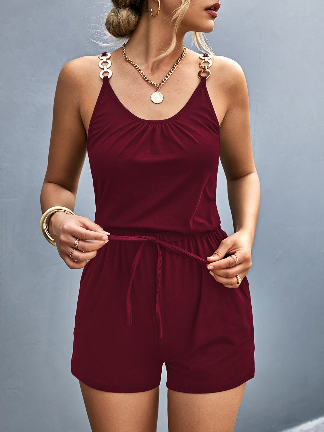 Scoop Neck Romper with Pockets - In Style Chics Boutique LLC