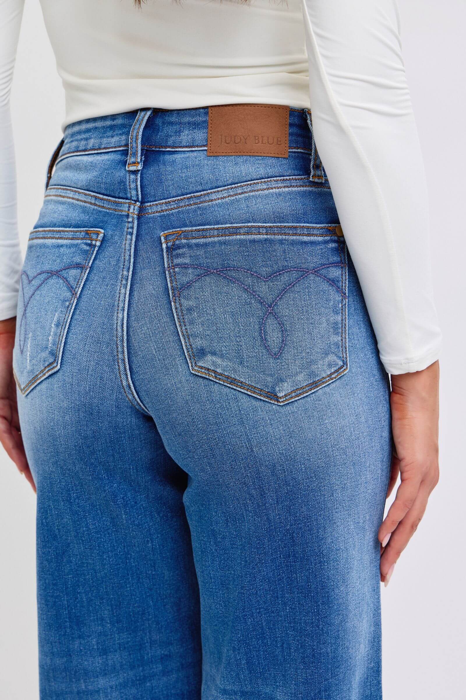 Judy Blue Full Size Distressed High Waist Wide Leg Jeans - In Style Chics Boutique LLC