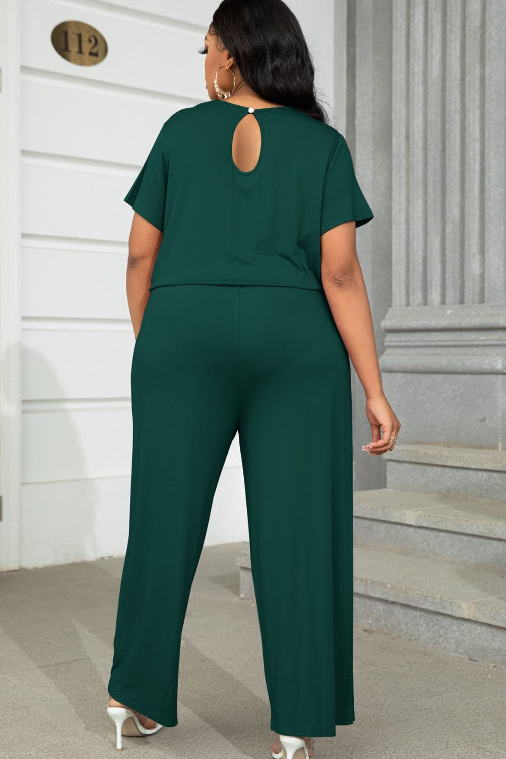 Plus Size Drawstring Waist Short Sleeve Jumpsuit - In Style Chics Boutique LLC