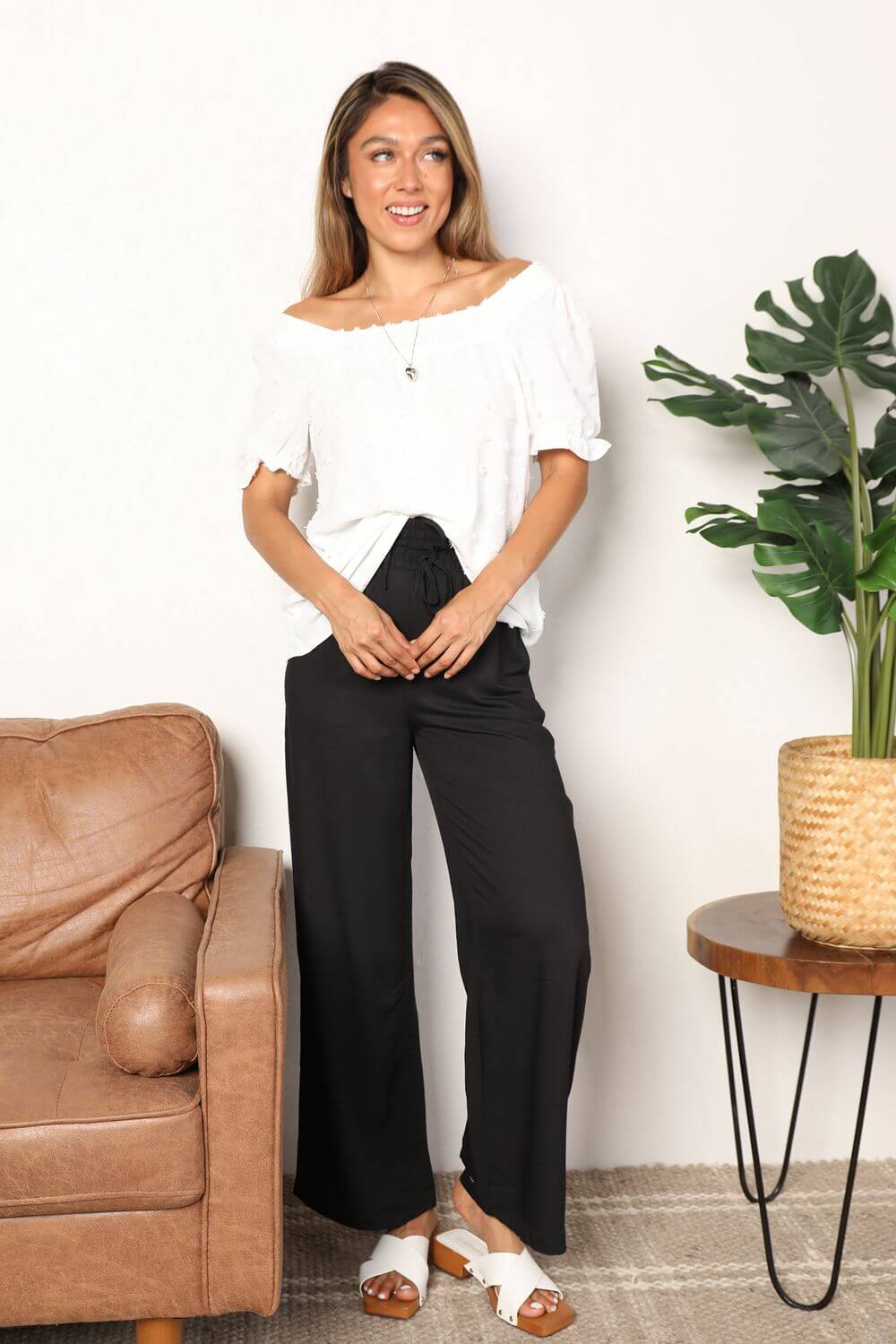 Swiss Dot Puff Sleeve Square Neck white Blouse - In Style Chics Boutique Online Fashion for Women 