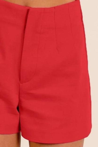 Women's Bandless Tailored Cherry Red Shorts - In Style Chics Boutique Women's Juniors Cute Clothes Online 