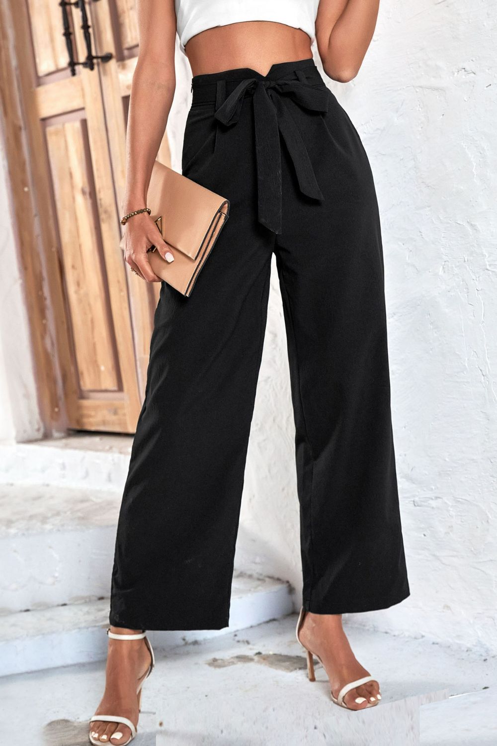 Belted High-Rise Wide Leg Pants - In Style Chics Boutique LLC