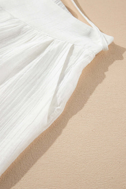 Women's Juniors White Casual Tie Waist Pleated Wide Leg Pants - Cute Clothes for Spring - In Style Chics Boutique Online Apparel 