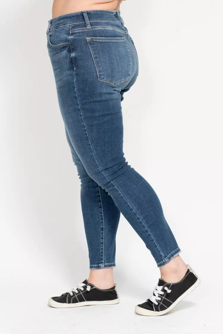 Judy Blue High Rise Button Fly Skinny Jeans at In Style Chics Boutique plus size jeans 