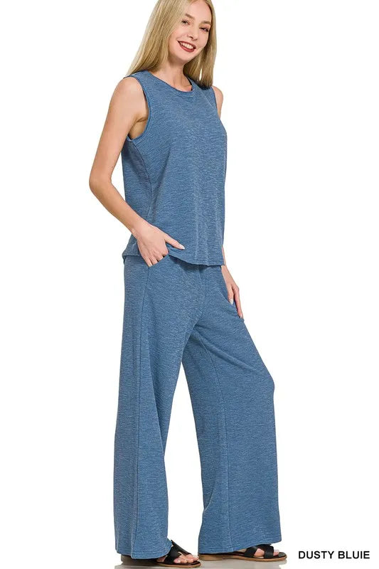 Cotton Slub Tank & Pants Set - Summer Outfits - In Style Chics Boutique Women's Juniors Apparel Online 