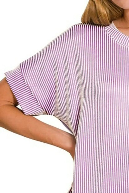 Corded Rib Short Sleeve T-Shirt - In Style Chics Boutique Women's Juniors Apparel Online 