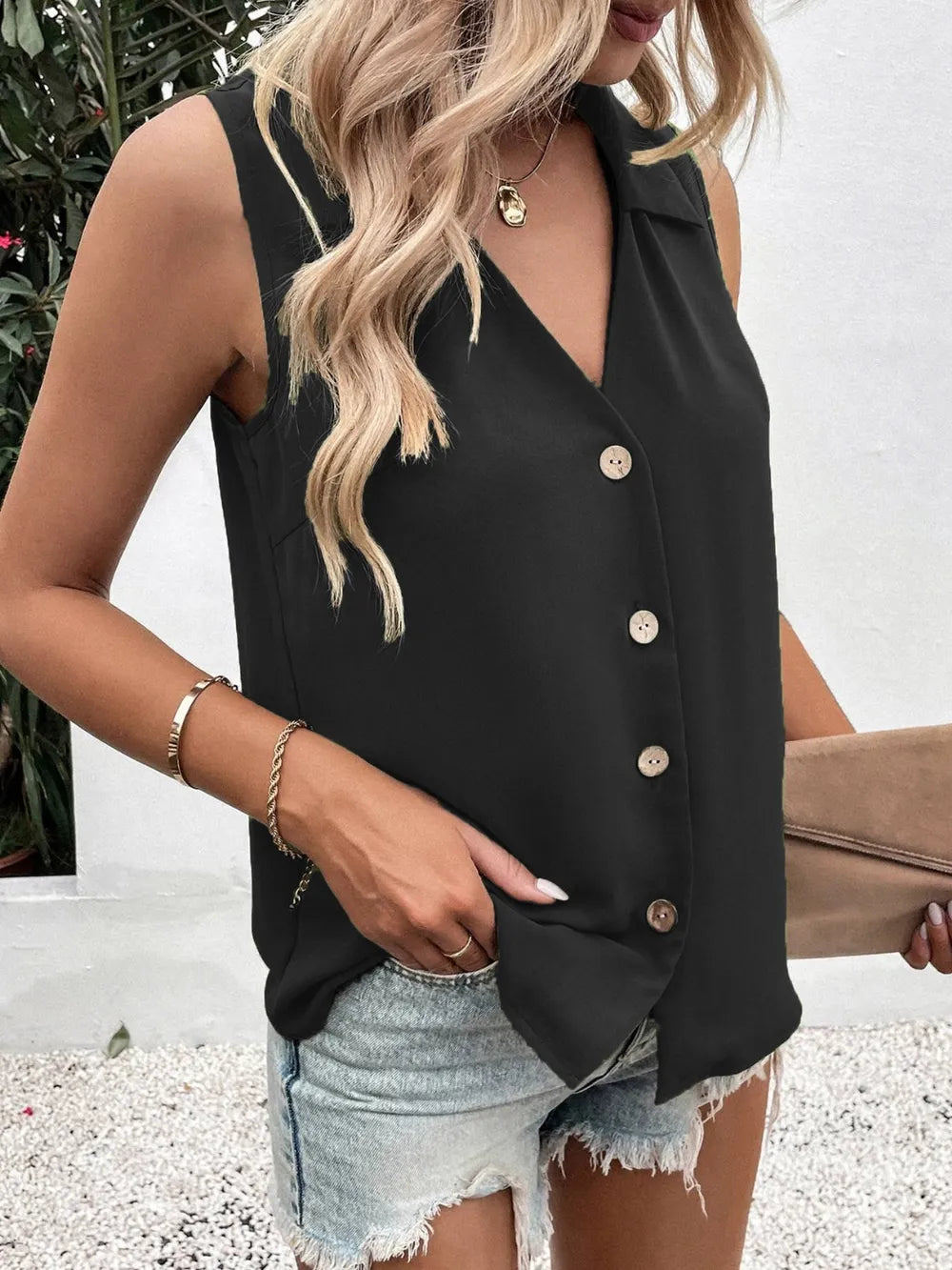 Tank Top, Johnny Collar Button Down - In Style Chics Boutique 